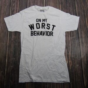 American Highway Graphic Tee Womens S White On My Worst Behavior Cotton T-Shirt